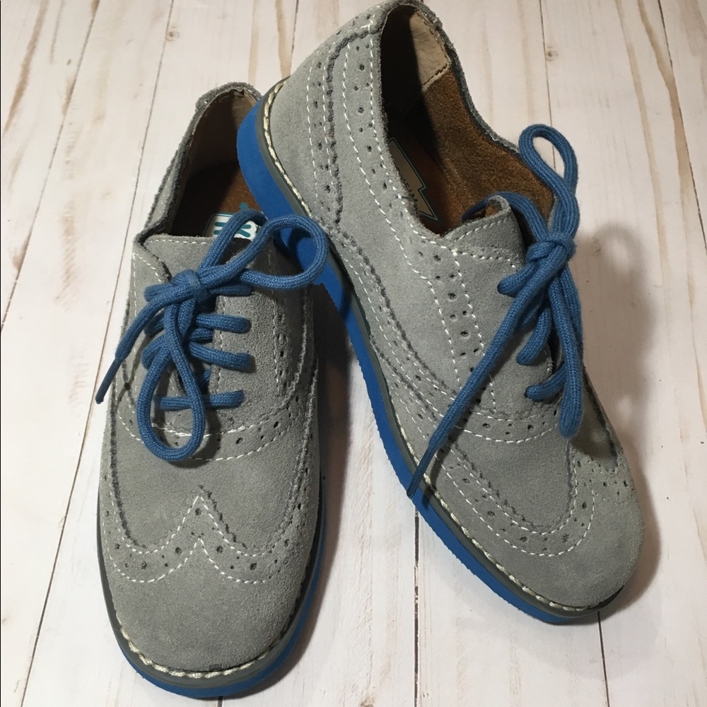 Florsheim Kids Wingtip Oxford Grey Blue Shoes 12
